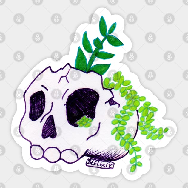 Succulent skully Sticker by Beelixir Illustration